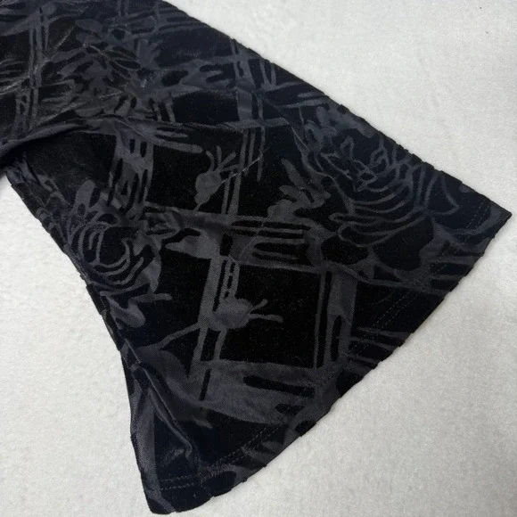 Maeve Anthropologie Velvet Burnout Kimono Cardigan Black Rose Geometric Duster M - Picture 6 of 9